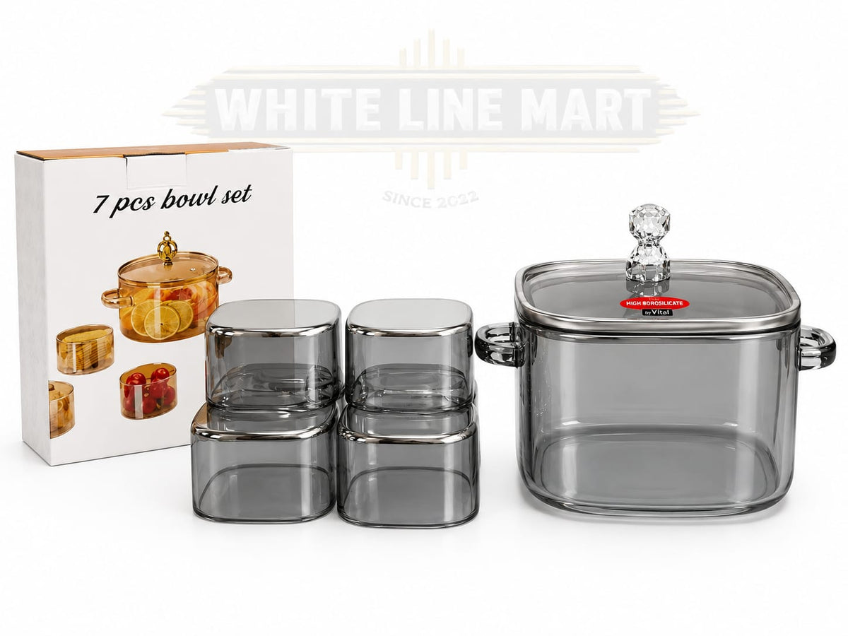 7-Piece Glass Bowl Set | Premium Serving Bowl Set | White Line Mart