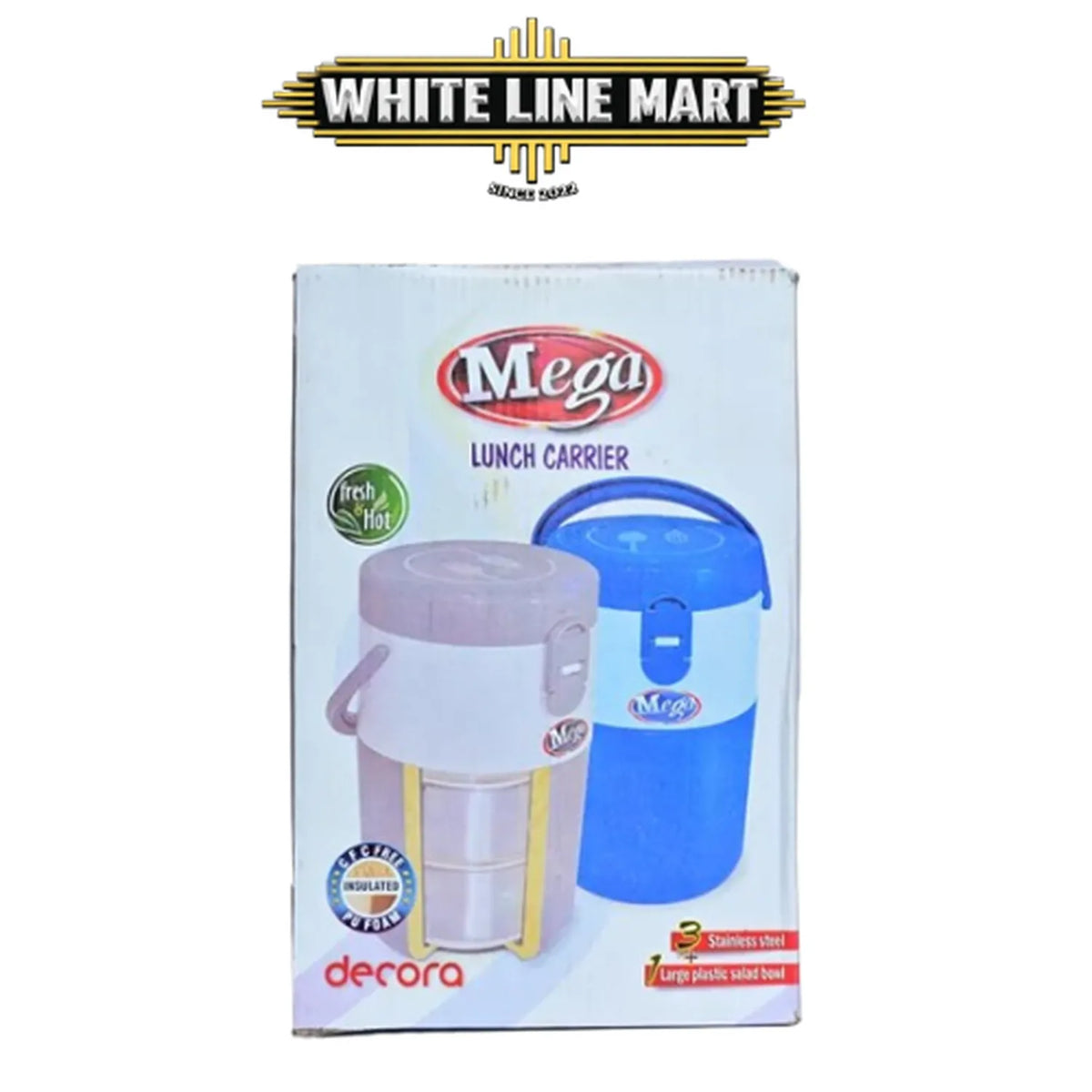 Decora Mega Insulated Lunch Carrier Tiffin Set | White Line Mart